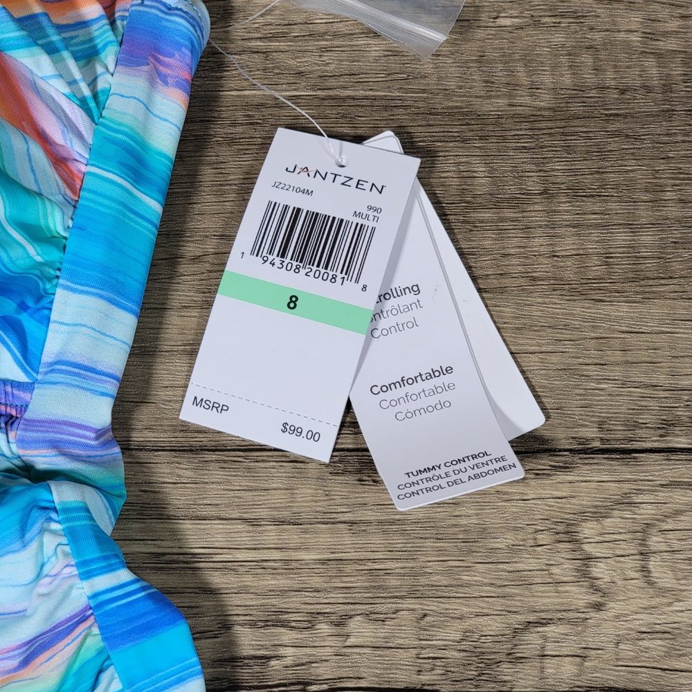 Jantzen Womens Multicolor Swimsuit Layered Cocktail Bandeau One-Piece (Sz 8) - Picture 8 of 8